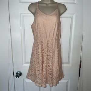 Light pink/peachy/cream lace re-sizeable dress